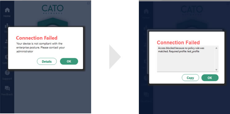  接続失敗の例の画面 