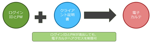  クライアント証明書を用いた多要素認証のイメージ図 