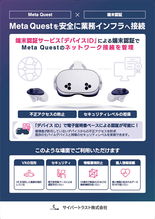 Meta Quest のデバイス ID による認証リーフレット画像 