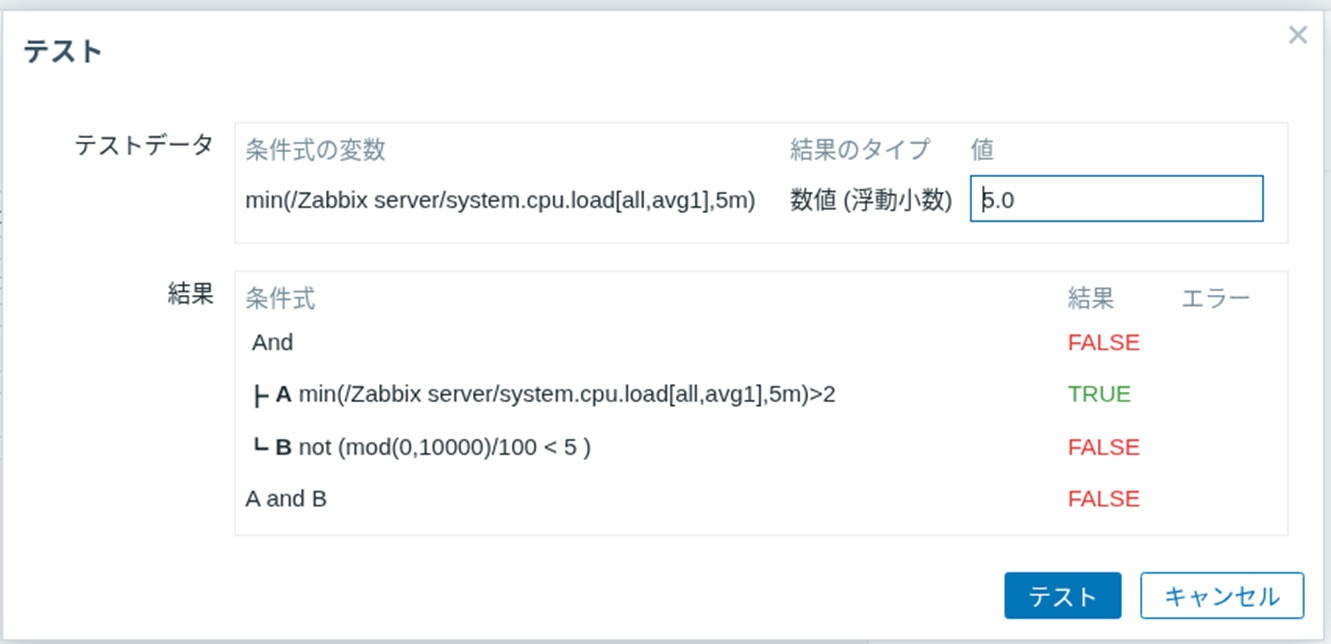  パターン３のテスト結果画面 